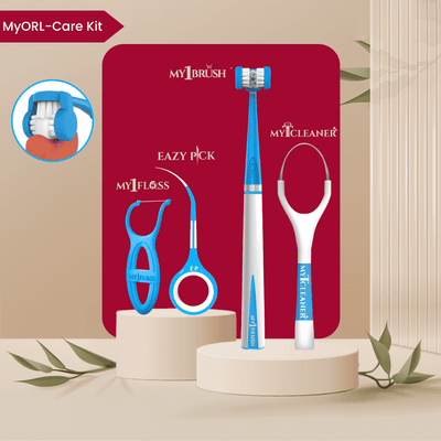 MyOrl-Care Kit (3-Sided Toothbrush, Floss Picks, Tongue Cleaner, Toothpicks)